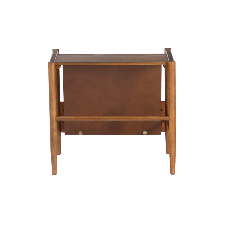 George Oliver Helsel Walnut Magazine Rack Side Table & Reviews